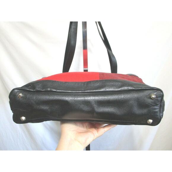 EUC! Kuskaya Peru Large Red & Black Fabric & Leather Shoulder Tote Handbag - Picture 8 of 11